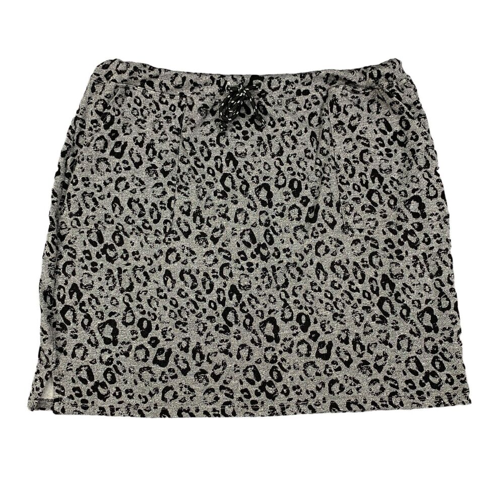 Sundry Skirt Womens 4 Gray Cheetah Saturday Pockets Drawstring Pull‎ On Mini